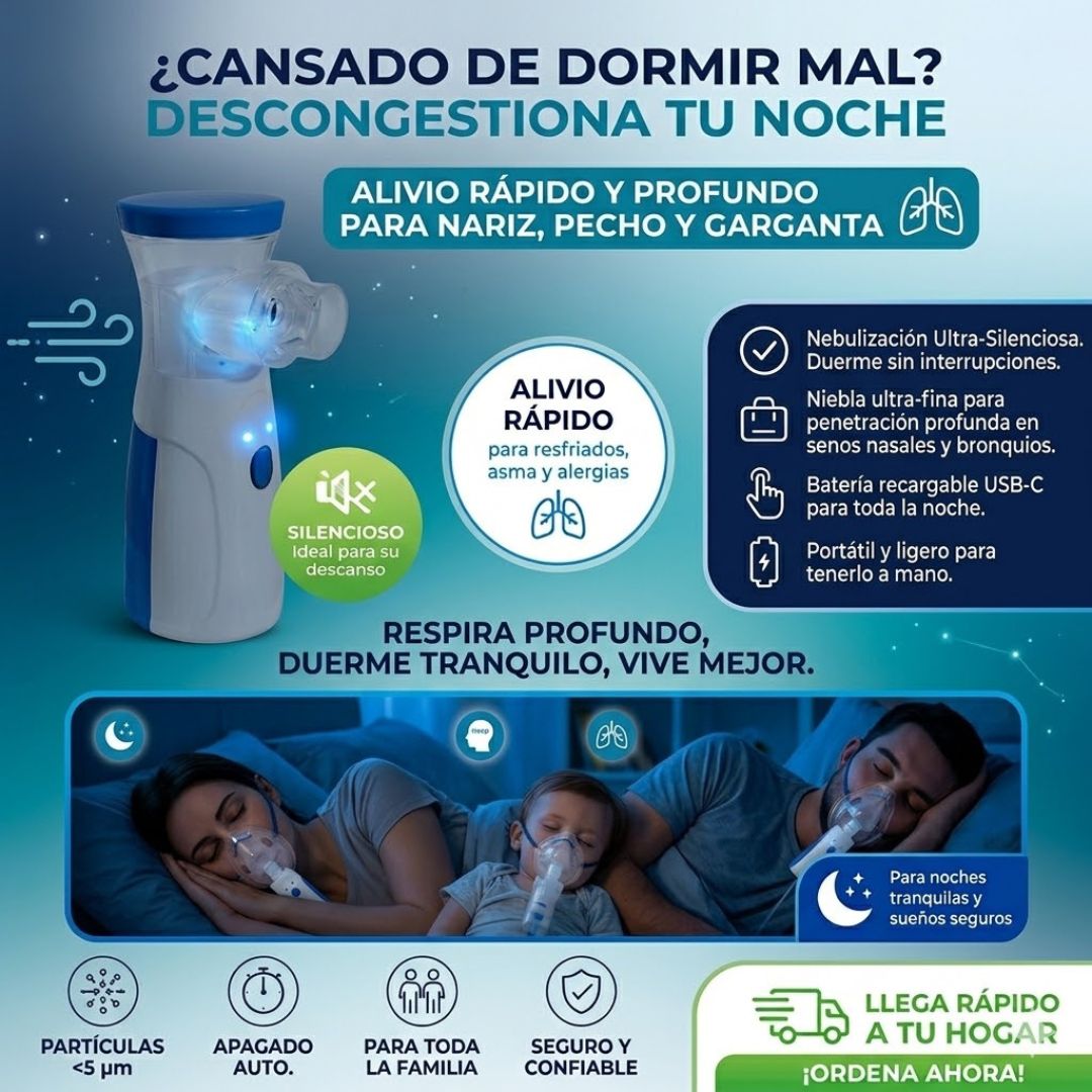Dile Adiós a la Congestión: Nebulizador Pediátrico y de Adultos para Noches de Descanso Real y Seguro