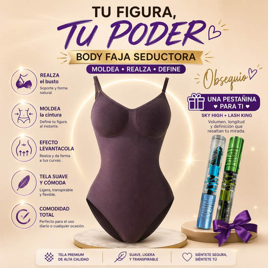¡EL DÚO QUE TU CUERPO MERECE! Compra tu Body Faja y recibe un RÍMEL DE REGALO para una mirada de impacto